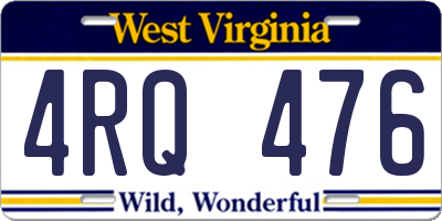 WV license plate 4RQ476