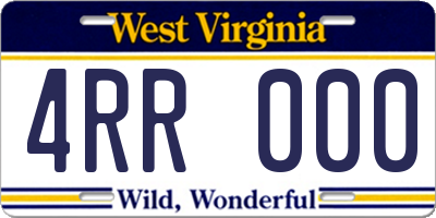 WV license plate 4RR000