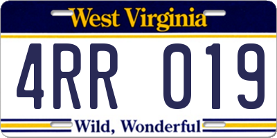 WV license plate 4RR019