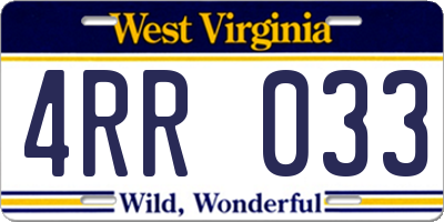 WV license plate 4RR033
