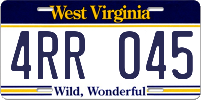 WV license plate 4RR045