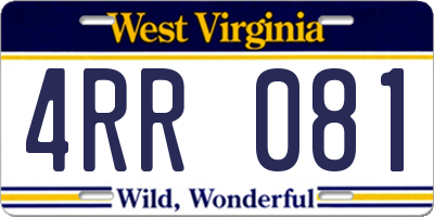 WV license plate 4RR081