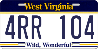 WV license plate 4RR104