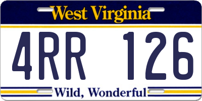 WV license plate 4RR126