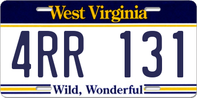 WV license plate 4RR131