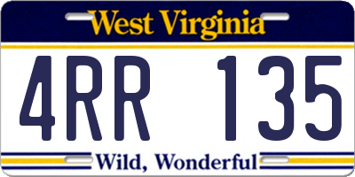 WV license plate 4RR135