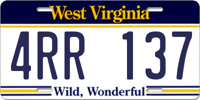 WV license plate 4RR137