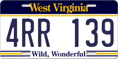 WV license plate 4RR139
