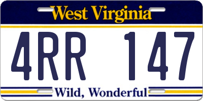 WV license plate 4RR147