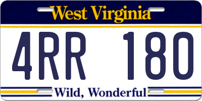 WV license plate 4RR180