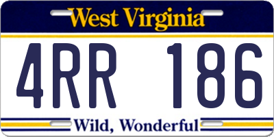 WV license plate 4RR186