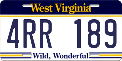 WV license plate 4RR189