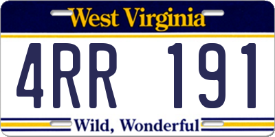 WV license plate 4RR191