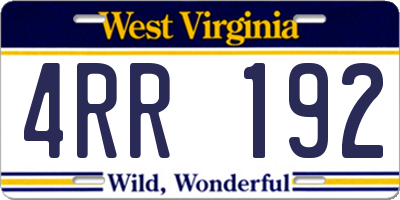 WV license plate 4RR192