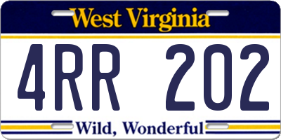 WV license plate 4RR202