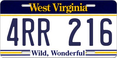WV license plate 4RR216