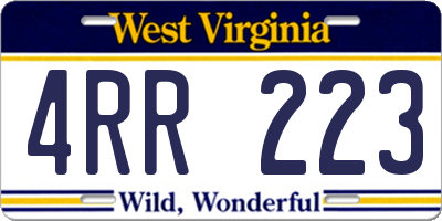 WV license plate 4RR223