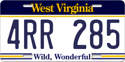 WV license plate 4RR285