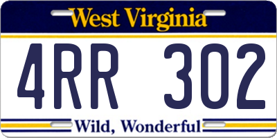 WV license plate 4RR302