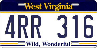 WV license plate 4RR316