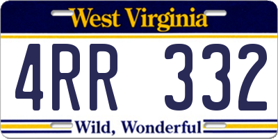 WV license plate 4RR332