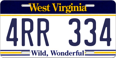 WV license plate 4RR334