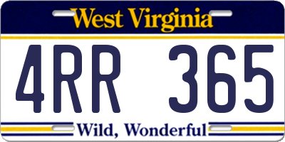 WV license plate 4RR365