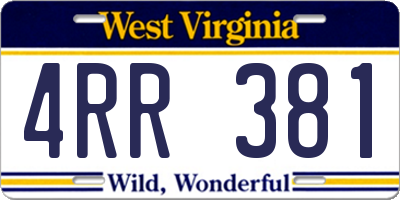 WV license plate 4RR381