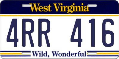 WV license plate 4RR416