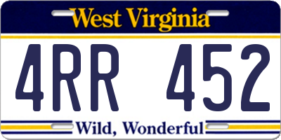 WV license plate 4RR452