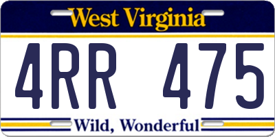 WV license plate 4RR475