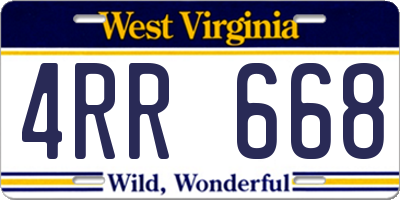 WV license plate 4RR668