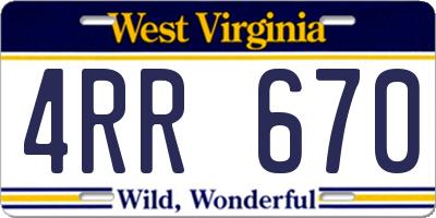 WV license plate 4RR670