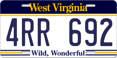 WV license plate 4RR692