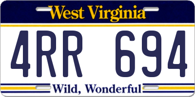 WV license plate 4RR694