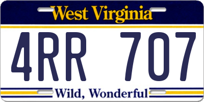 WV license plate 4RR707