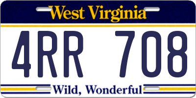 WV license plate 4RR708