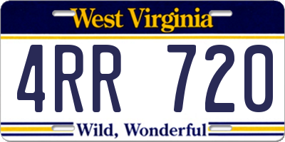WV license plate 4RR720