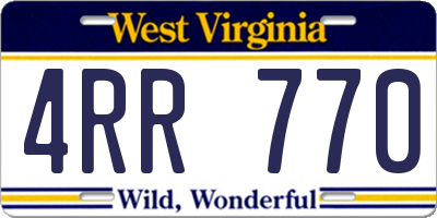 WV license plate 4RR770