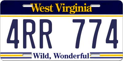 WV license plate 4RR774