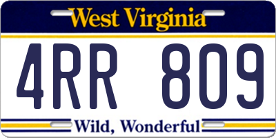 WV license plate 4RR809
