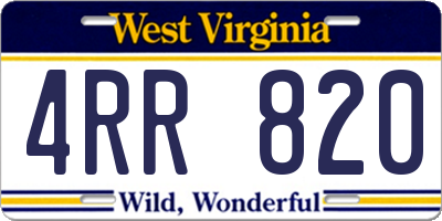 WV license plate 4RR820