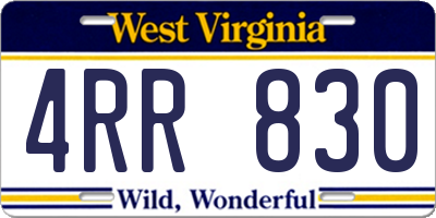 WV license plate 4RR830