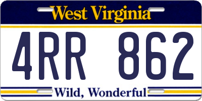 WV license plate 4RR862