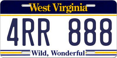 WV license plate 4RR888