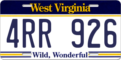 WV license plate 4RR926