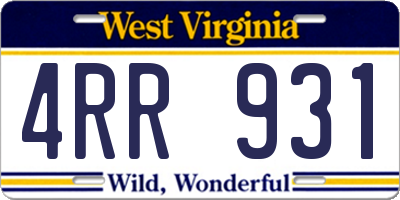 WV license plate 4RR931