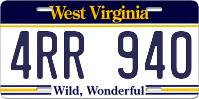 WV license plate 4RR940