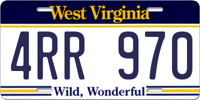 WV license plate 4RR970