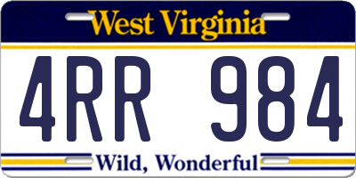 WV license plate 4RR984